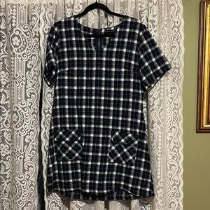HYFVE Navy and White Plaid Mini Dress
